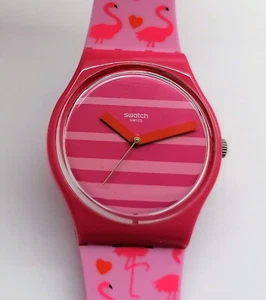SELTENE SWATCH UHR GP144 MIAMI PINK STRIPE NEU OVP - Bild 1 von 2