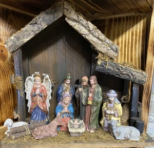 Vintage Porcelain Nativity Set! (10) Piece Set With Stable! Brand New - Picture 1 of 23