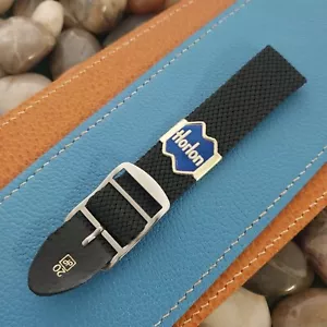Cinturino orologio vintage intrecciato Perlon 20mm nero mai usato classico passaggio singolo anni 60 - Foto 1 di 8