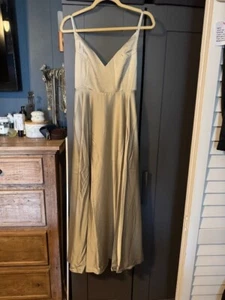 ASOS Light Sage Green Satin Slip-dress, Midi Length, Women's size 6 - Picture 1 of 6