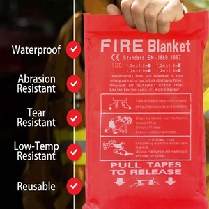 Large Fire Blanket Fireproof For Home Kitchen Office Caravan Emergenc 40” X 40” - Picture 1 of 7