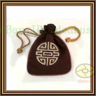 1/2/3/5/10PCS embroidered Double Happiness Linen Drawstring Pouch Purse Coin Bag - Image 1 of 4