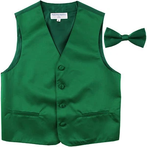 Nuevo Chaleco Esmoquin Formal Niño Chaleco Chaleco y Pajarita Verde Esmeralda EE. UU. Talla 2-14 - Imagen 1 de 4