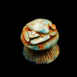 UNIKAT Antik Stein geschnitzt Kreis Skarabäus Käfer Amulett Figur Altägyptisch - Bild 1 von 5