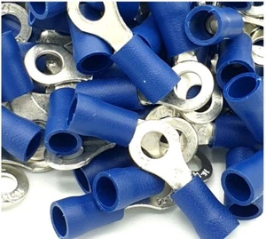 100 pz Anello a crimpatura isolato blu terminali connettori anello terminale blu 6,5 mm - Foto 1 di 1