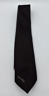 Corbata de Colección Oscar De La Renta Marrón Sobre Marrón Oscuro Rayas Neutro Minimalista Foto 1 de 4