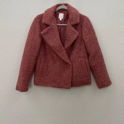 Abrigo chaqueta de peluche borroso Sherpa de piel sintética rosa Lauren Conrad LC para mujer talla XS Foto 1 de 4