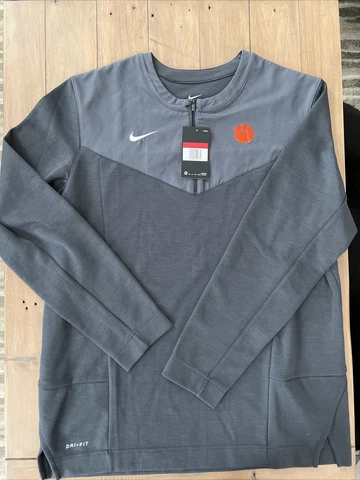 Nike Dry Clemson Tigers Sideline Gear Half Zip UV Top Men's Large Gray CW3509 Cover