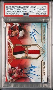 2020 Topps Diamond Icons Relic Red /5 Trout Shohei Ohtani PSA Authentic Auto 10