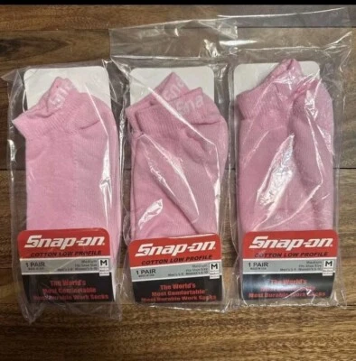 *NEW* Snap-On Tools LOW PRO COTTON Socks 3 PAIRS - PINK - FAST SHIPPING - Image 1 of 4