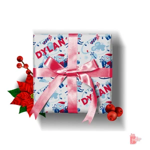 Name Personalized Custom Santa Sleigh Rushing Through Frosty Snow Gift Wrap Roll - Picture 1 of 4
