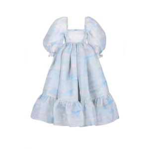 Selkie The Renoir Sky French Puff Dress midi ruffle square neck NWT Womens Small - Picture 1 of 5