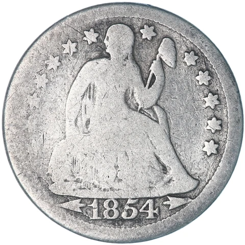 1854 (P) Seated Liberty Dime 90% Silver Arrows Good GD See Pics T272 Cover