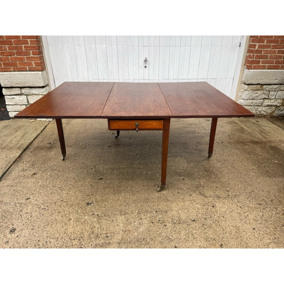 Mesa de comedor antigua Jorge III de caoba con hojas caídas Foto 1 de 4