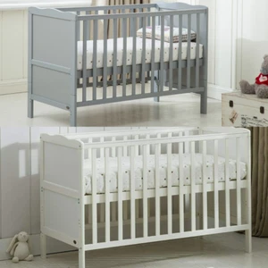 Savannah City Sleigh Cot Bed Solid Wood+Water Repellent Mattress | MCC Baby Crib - Picture 1 of 6