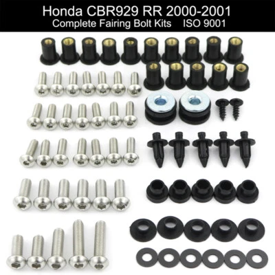 Juego de pernos de cubierta de carenado completo aptos para HONDA CBR929RR 2000-2001 tuercas tornillos Foto 1 de 4