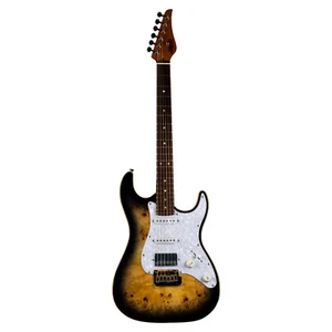 Jet JS-450QTBR Electric Guitar Quilted Burl Poplar HSS - Rosewood Fretboard - Picture 1 of 1