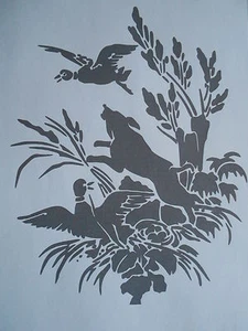 Schablone Hund und Vögel auf A4 - Bild 1 von 1