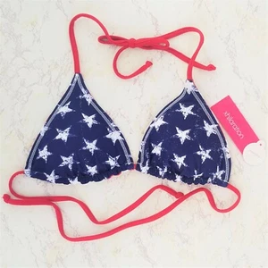 Top de Bikini Xhilaration Bandera Americana Triángulo Ligeramente Acolchado Rayas - Imagen 1 de 30