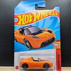 Hot Wheels Tesla Roadster Orange #217 Then And Now 6/10 Long Card Hkj44