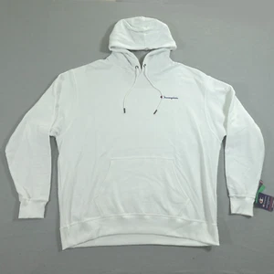 Champion Sweater Adult 2XL XXL White Hoodie Thick Sweatshirt Front Pocket NWT - Picture 1 of 10