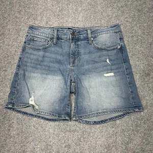 Lucky Brand Distressed Denim Blue Jean Shorts The Roll Up Size 4/27 Pockets - Picture 1 of 12