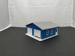 1:64 S Scale-Blue Two Car Garage w/ Movable Door and Removable Roof - 3D Printed