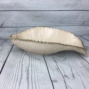 Pink Leaf Bowl Gold Fleck California Pottery USA Textured Dish Small Chip MCM - Foto 1 di 12
