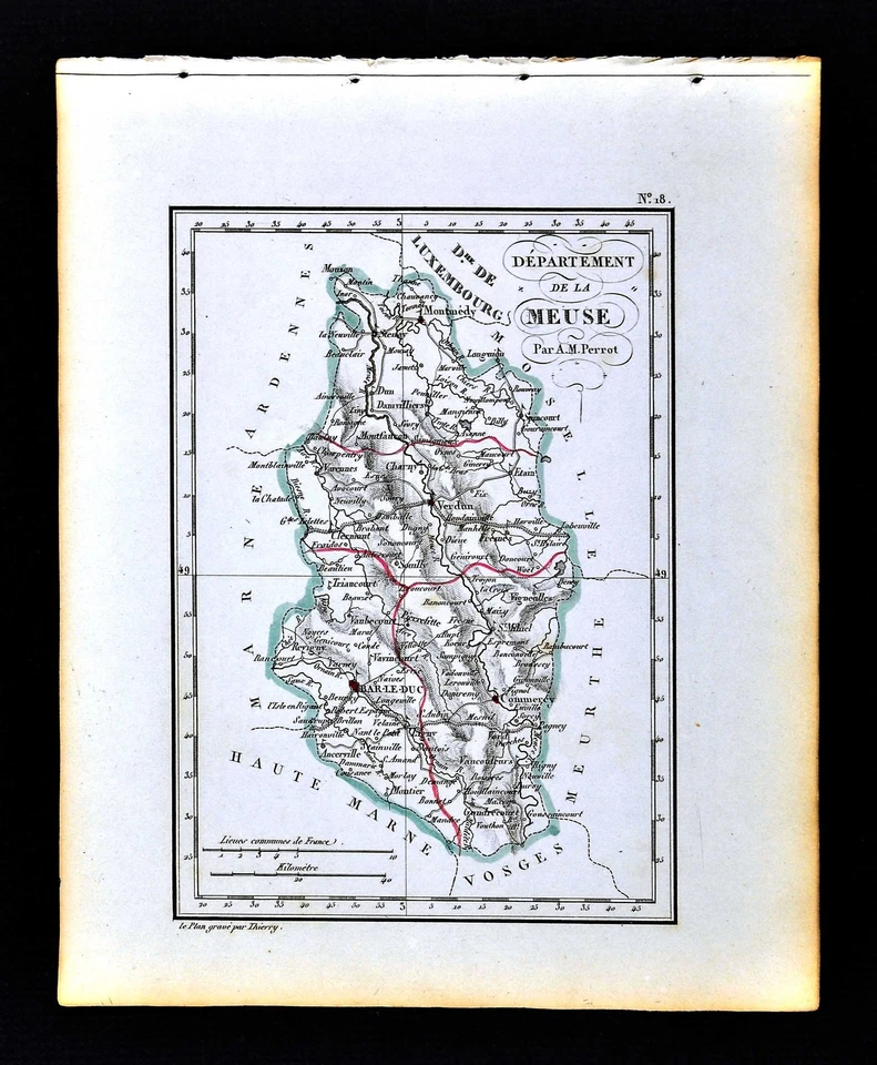 1841 Perrot France Map Departement - Meuse Verdun Commercy Montmedy Bar Le Duc - Image 1 of 1
