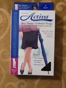 Activa Sheer Therapy 15-20 mmHg Compression Control Top D Black Pantyhose H2164 - Picture 1 of 7
