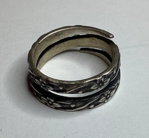 925 Sterling Silber Doppel Wickel Ring Größe 7,5 florales Design 5,8 Gramm - Bild 1 von 10