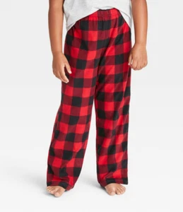 NWT Wondershop Kid's Pajama Bottoms Red Black Plaid Fleece, size 6 - Picture 1 of 3