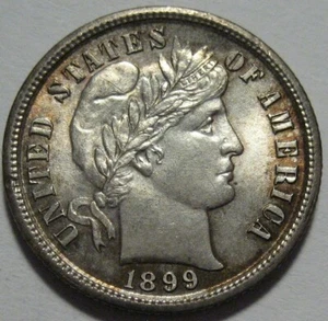 = 1899 BU+ BARBER DIME, Super EYE Appeal, FREE Shipping - Picture 1 of 2