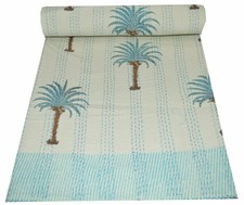 Handmade Tree Kantha Embroidery Queen/Double Blanket Throw Indian Bedspread