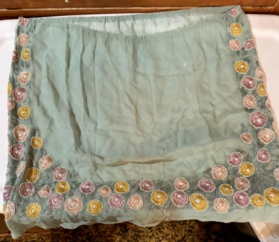 Vintage Rare Beaded Sheer Skirt 1800s Gorgeous Textile 21"x 21" Edwardian Era - Image 1 of 4