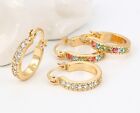 9ct 9K Yellow Gold plated  Ladies Lovely Stone Small Hoop Earrings.19mm Gift