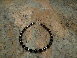 14kt Gelbgold Schwarz Onyx Edelstein Armreif Armband 7,5" - Bild 1 von 1