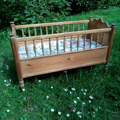 Antique German Baby Crib, Baby Bed, 1880s Doll Decor 88 cm Long x 43 cm Wide  - image 1 of 4