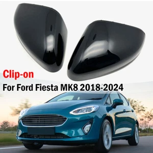 For Ford Fiesta MK8 2018-2024 Replacement ABS Gloss Black Mirror Cover Trim Cap - Picture 1 of 6
