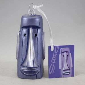 SHAG GLASS CHRISTMAS TREE ORNAMENT TIKI FARM PURPLE MOAI NEW MINT RARE JOSH AGLE - Picture 1 of 6