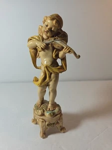 Fontanini Depose Italy Cherub Angel Pedestal Playing Violin Vintage 1960s Era - Picture 1 of 8