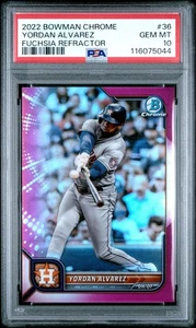 Bowman Chrome 2022 - Yordan Álvarez #36 refractor fucsia/299 PSA 10 - Imagen 1 de 2