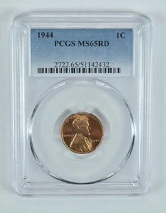 1944 Lincoln Wheat Cent MS65 RD PCGS Blue Label - Picture 1 of 5
