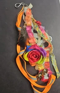 Geldbörsenanhänger Schlüsselanhänger Boho Shabby Modern OOAK Handarbeit Upcycling bunt - Bild 1 von 7