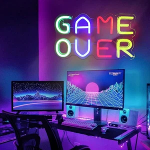Game Over Insegna Neon Gaming Insegna Led Gioco Luce Neon Insegna Luminosa Colorata - Foto 1 di 17