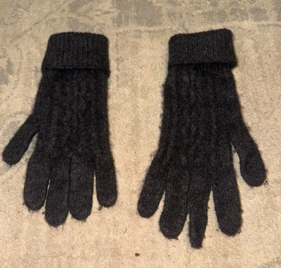 Apt 9 Womens Dark Charcoal Gray-Black 100% Cashmere Gloves One Size Knit - Image 1 of 4