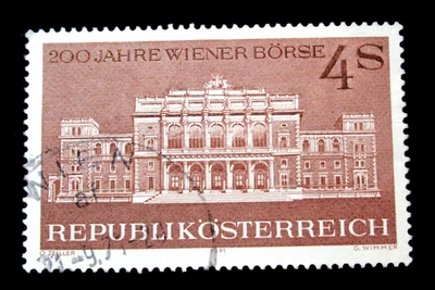 Austria Stamps Scott 902 Vienna Stoch Exchange 4s 1971 Used NG - Image 1 of 2