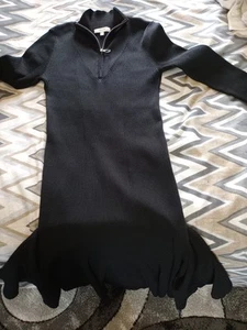 Vestido Reiss Evette Damas Negro Elástico Calce Y Acampanado Pequeño Cuello Tortuga Largo Slv - Imagen 1 de 6