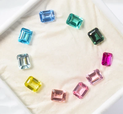 Lab Multi Sapphire Flawless Octagon Emerald Cut Gemstone Lab Corundum Gemstone - Image 1 of 4