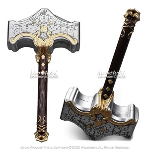 19” Foam GoW Mjolnir Thor Hammer Aesir Norse God Video Game Fantasy Cosplay Prop - Picture 1 of 9